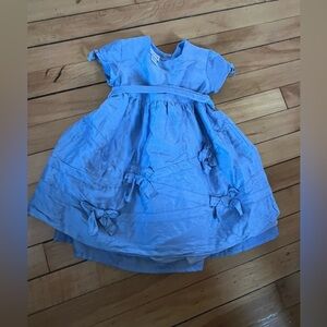 Talbots Kids silk Charming Blue‎ Dress with Bow Accents